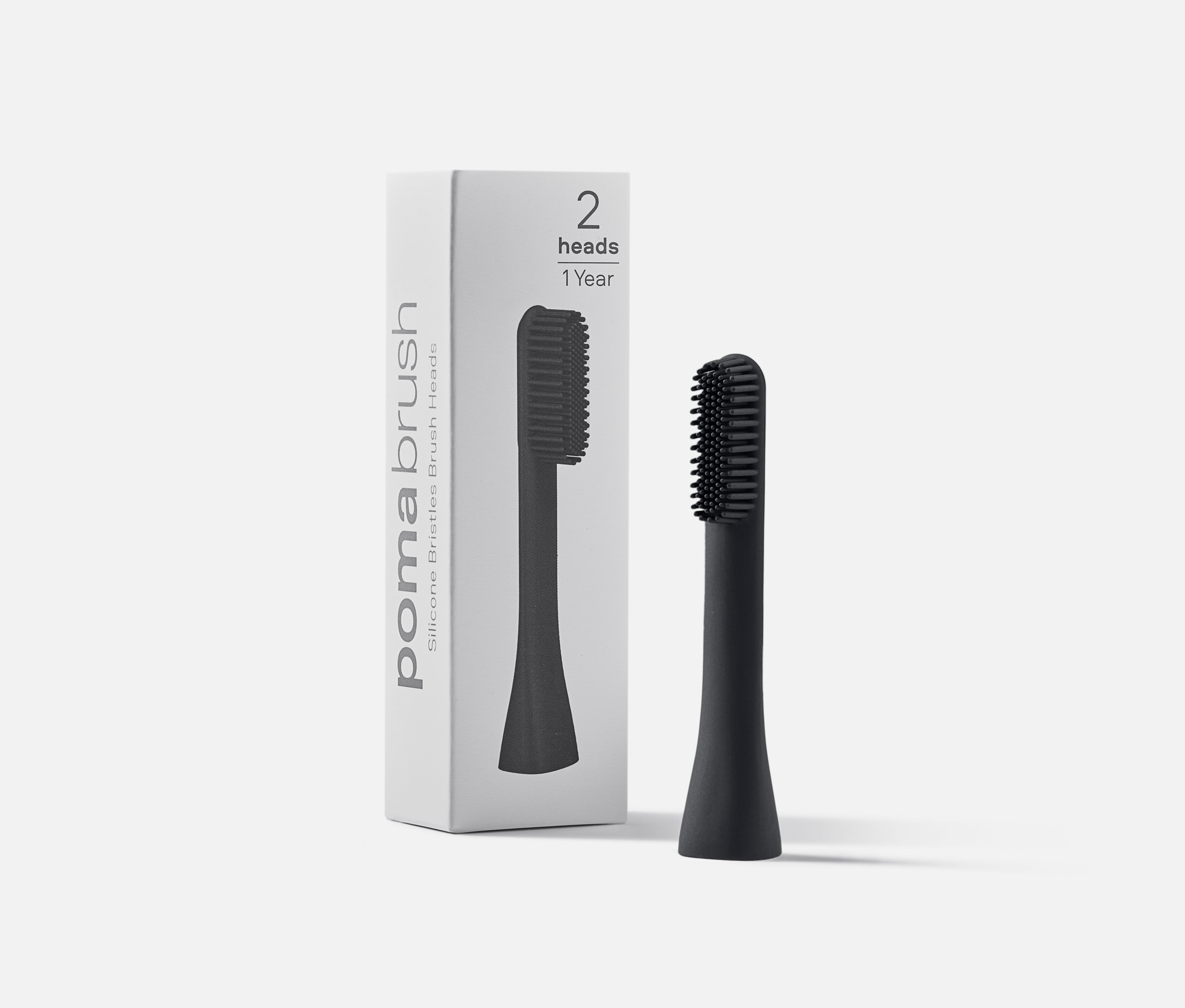 Pomabrush - Pure Silicone Brush Heads - Black (Pack of 2)